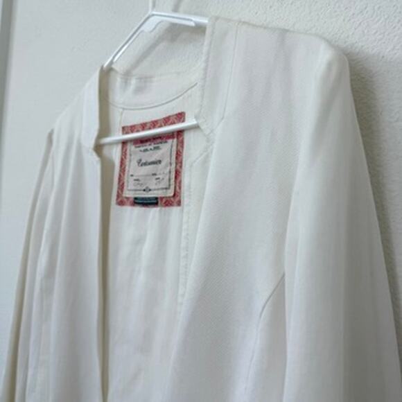 Cartonnier Cream Open Blazer Jacket Size 8 Tencel Tailored Minimalist Neutral - Picture 3 of 7